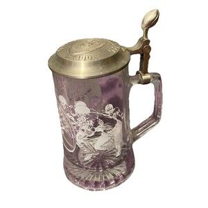 NFL Glass Etched Lidded Beer Stein Made In Germany National Football League‎